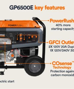 Alternative view of Generac GP6500E DF 6500W/8125W Generator Dual Fuel Gas Liquid Propane Electric Start 8153 Manufacturer RFB