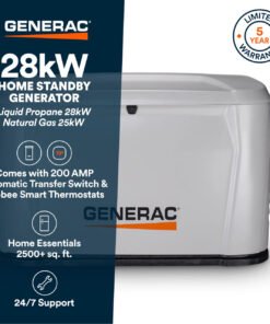 Alternative view of Generac 7329 28kW Standby Generator Propane Natural Gas 1 Phase 240V w/ 200A Automatic Transfer Switch New