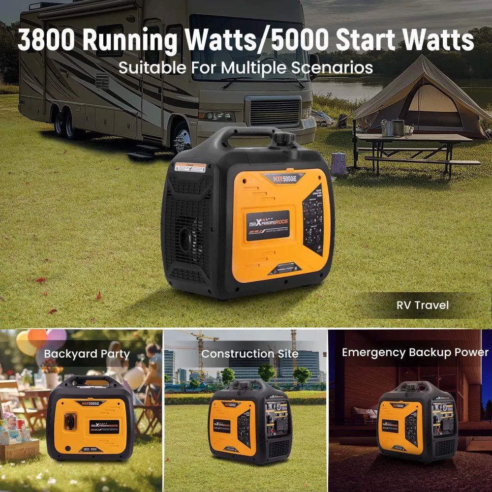 Maxpeedingrods MXR5000IE-US 3800W/5000W Inverter Generator Gas Low THD Remote Start CO Alert New - Image 4