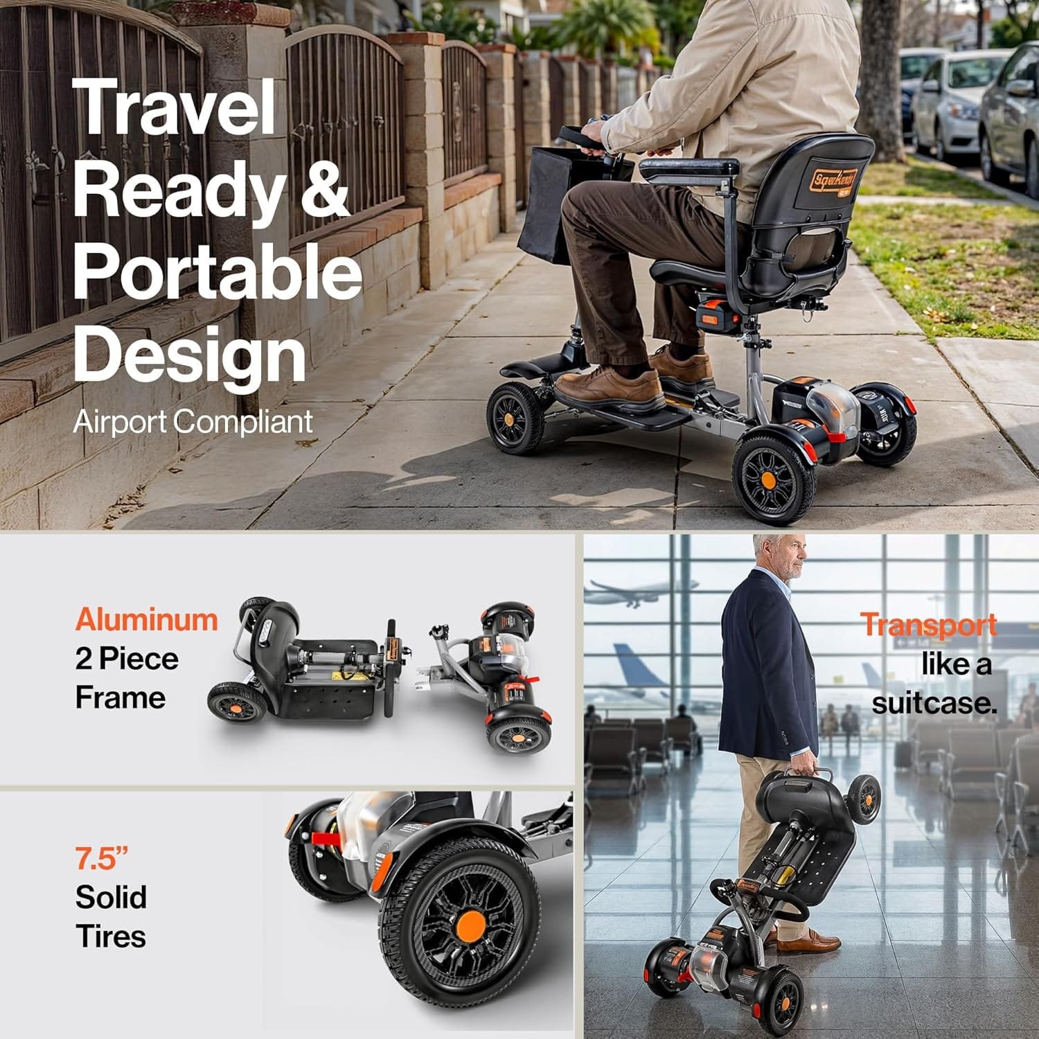 Super Handy GUT204 Passport Flex Mobility Scooter 4-Wheel Foldable 3.7 MPH 6 Mile Range 48V New - Image 3