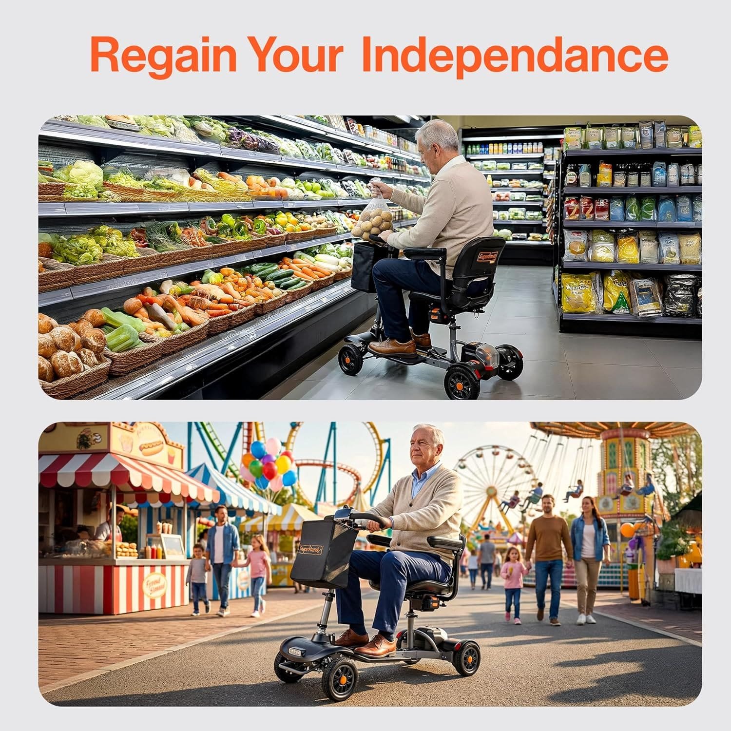 Super Handy GUT204 Passport Flex Mobility Scooter 4-Wheel Foldable 3.7 MPH 6 Mile Range 48V New - Image 8