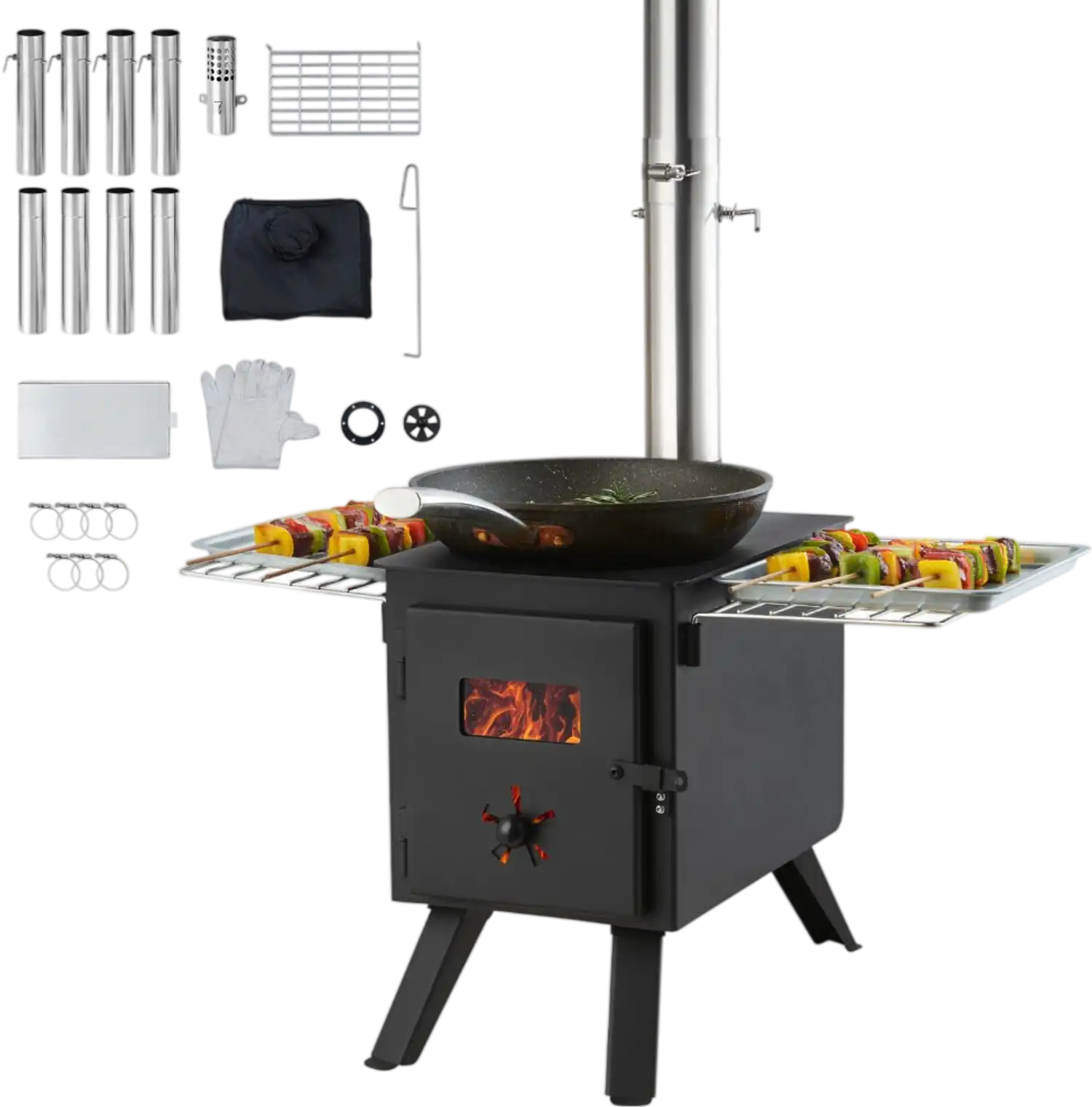 Vevor Wood Stove Portable Camping Tent Stove with 86" Chimney New