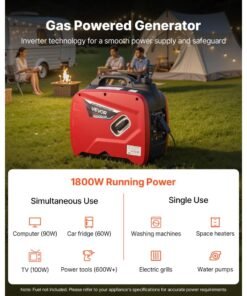 Alternative view of Vevor Inverter Generator Quiet 2900W Peak Watt Portable Gas Powered New