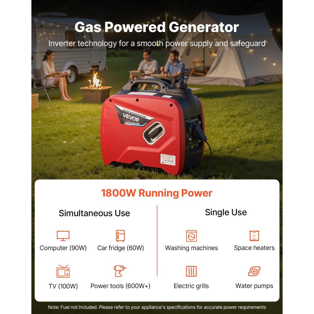 Vevor Inverter Generator Quiet 2900W Peak Watt Portable Gas Powered New - Image 2
