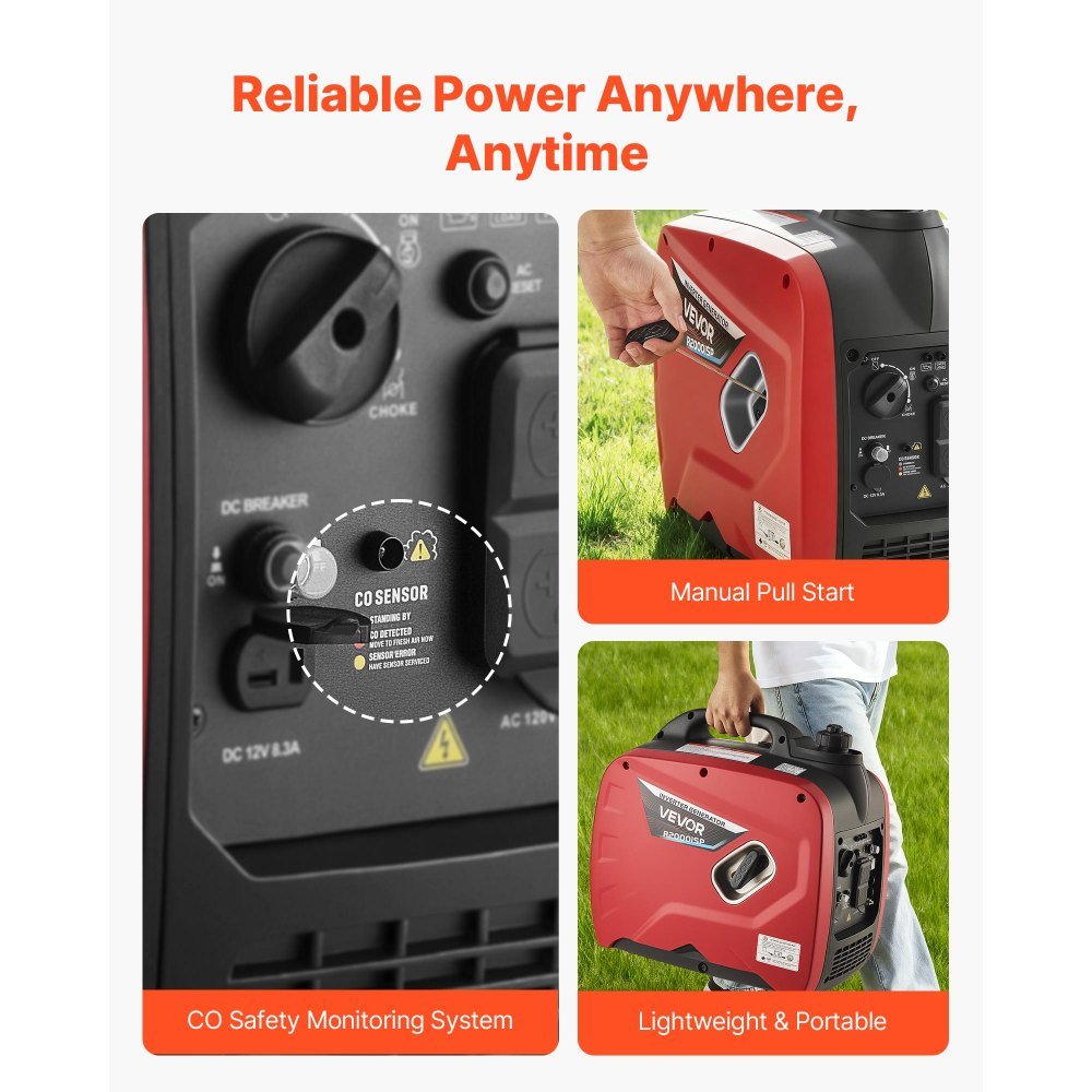 Vevor Inverter Generator Quiet 2900W Peak Watt Portable Gas Powered New - Image 6