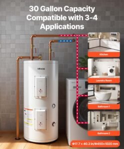 Alternative view of Vevor Electric Water Heater 30 Gal. Tank 5000W 240V Fits 3-4 Water Outlets New