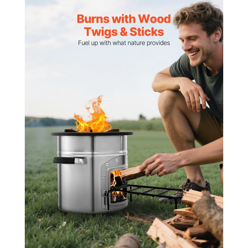 Vevor Rocket Stove Portable Wood Burning Camping Stove with Carrying Bag New - Image 2