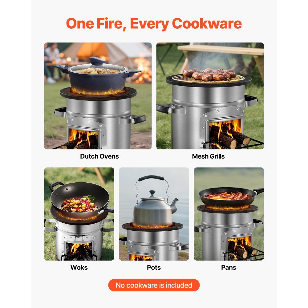 Vevor Rocket Stove Portable Wood Burning Camping Stove with Carrying Bag New - Image 6