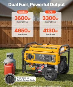 Alternative view of Vevor 3600W/4650W Generator Dual Fuel Gas Liquid Propane 30A Electric Start CO Sensor New
