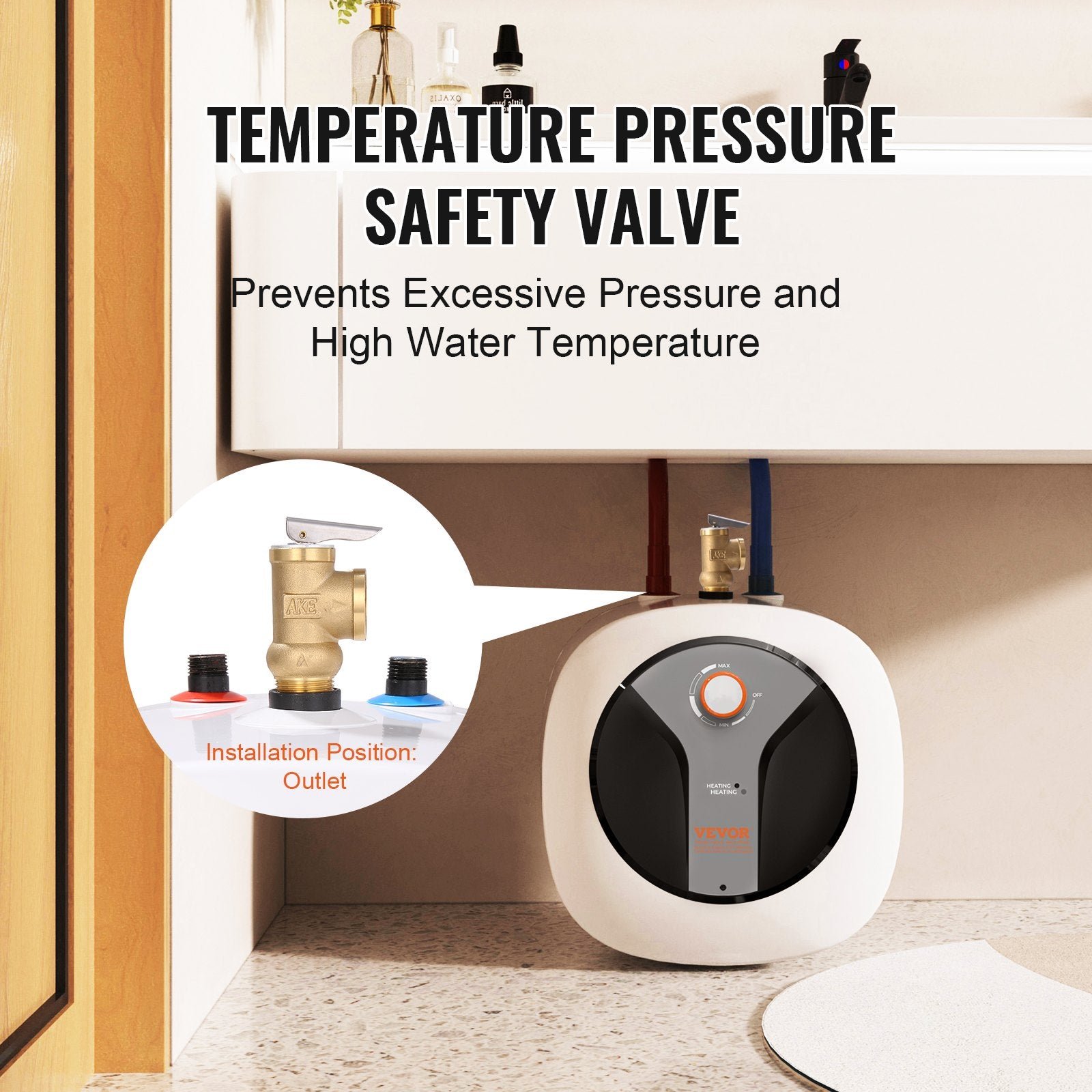 Vevor Electric Mini-Tank Water Heater 8-Gallon Tank 1440W New - Image 4