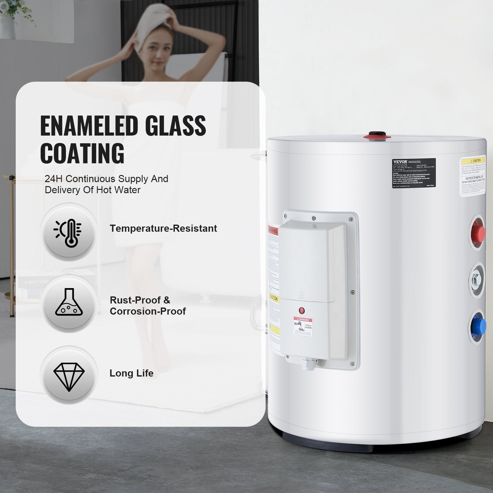 Vevor Electric Water Heater 10 Gallon Instant Hot 1600W New - Image 4