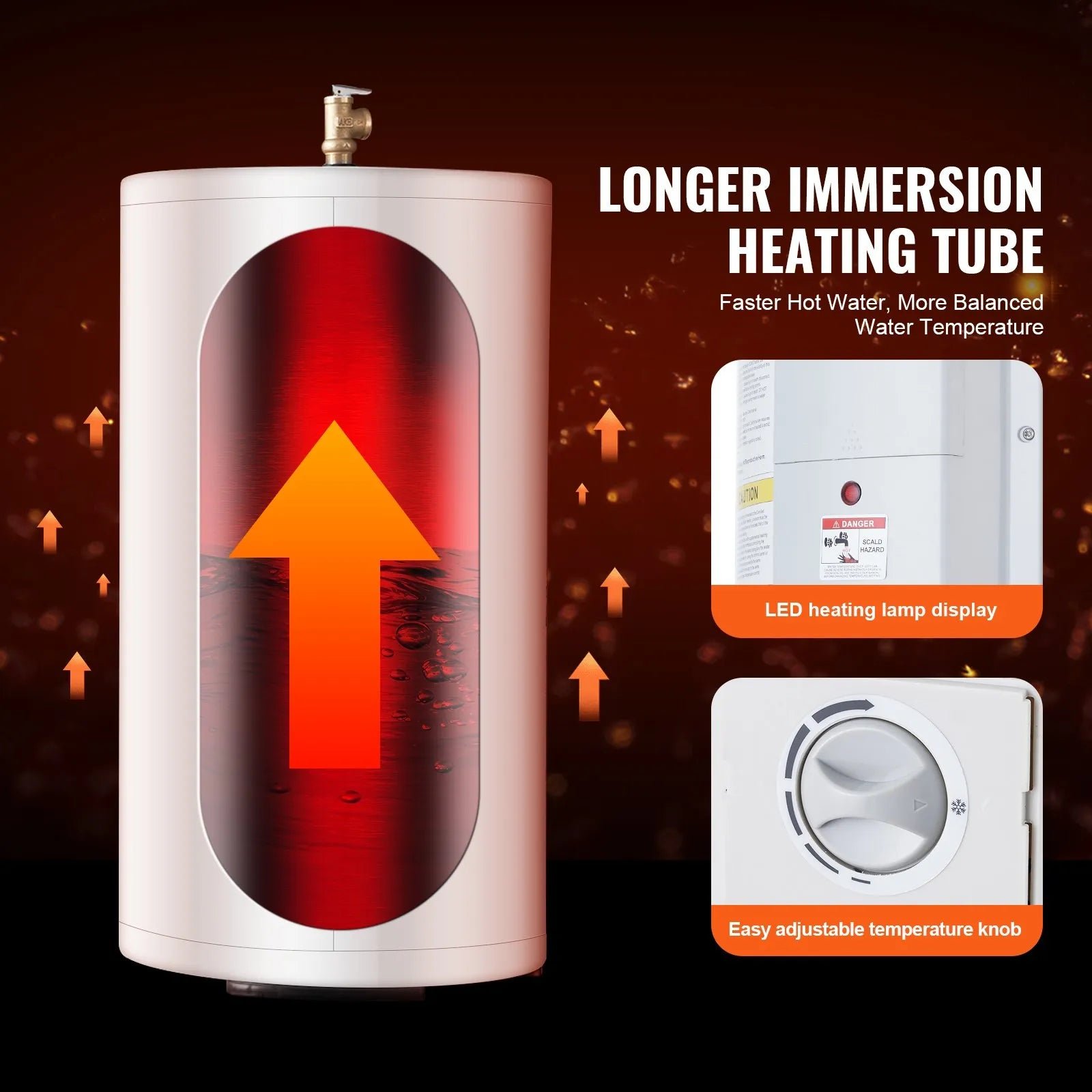 Vevor Electric Water Heater 18 Gallon Instant Hot 1.6kW LED Display New - Image 3