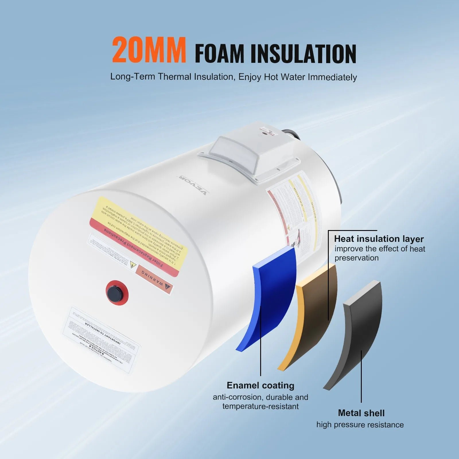 Vevor Electric Water Heater 18 Gallon Instant Hot 1.6kW LED Display New - Image 5