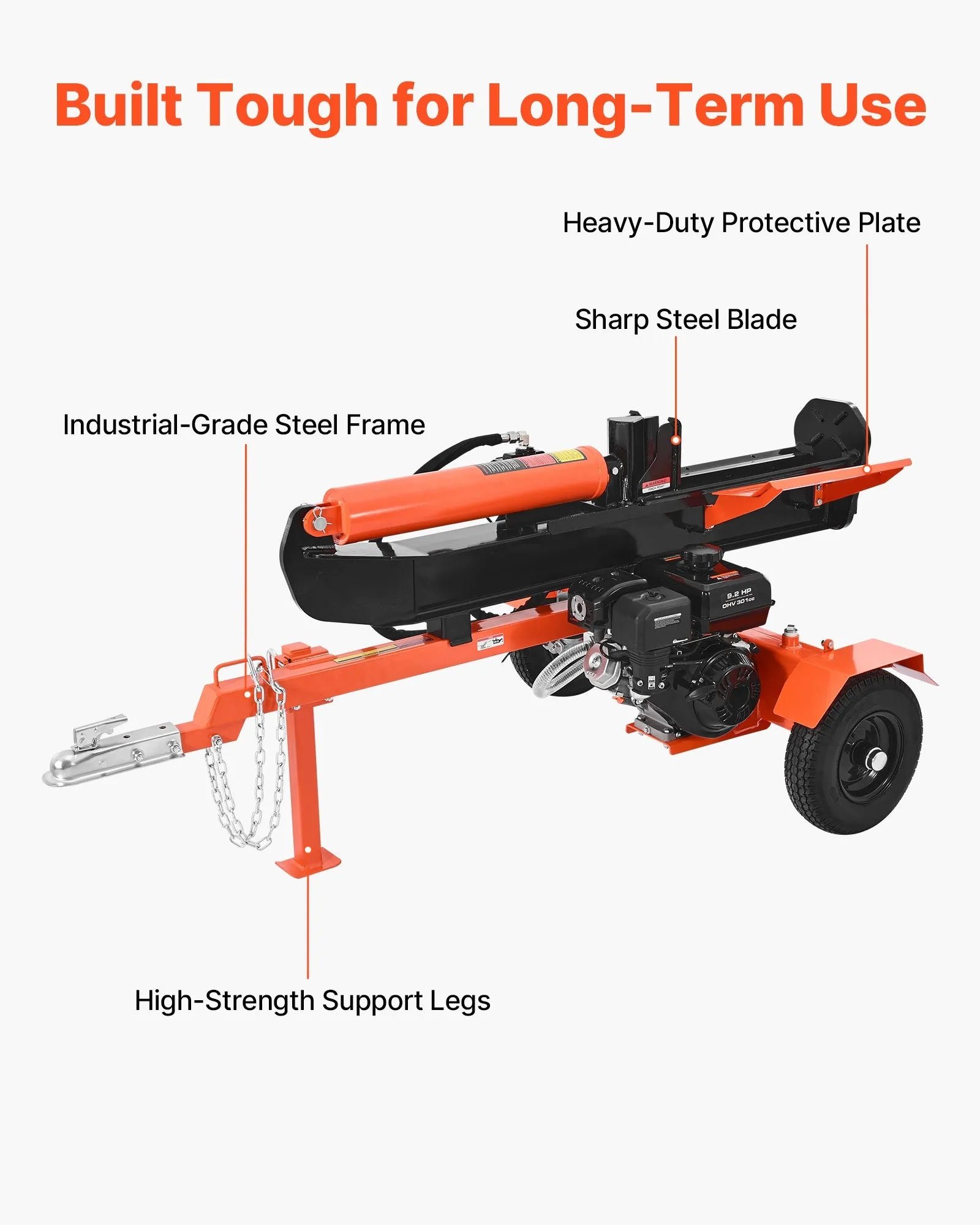 Vevor Log Splitter 30 Ton Horizontal Vertical with Auto Return 306CC Gas Engine 2" Ball Coupler New - Image 5