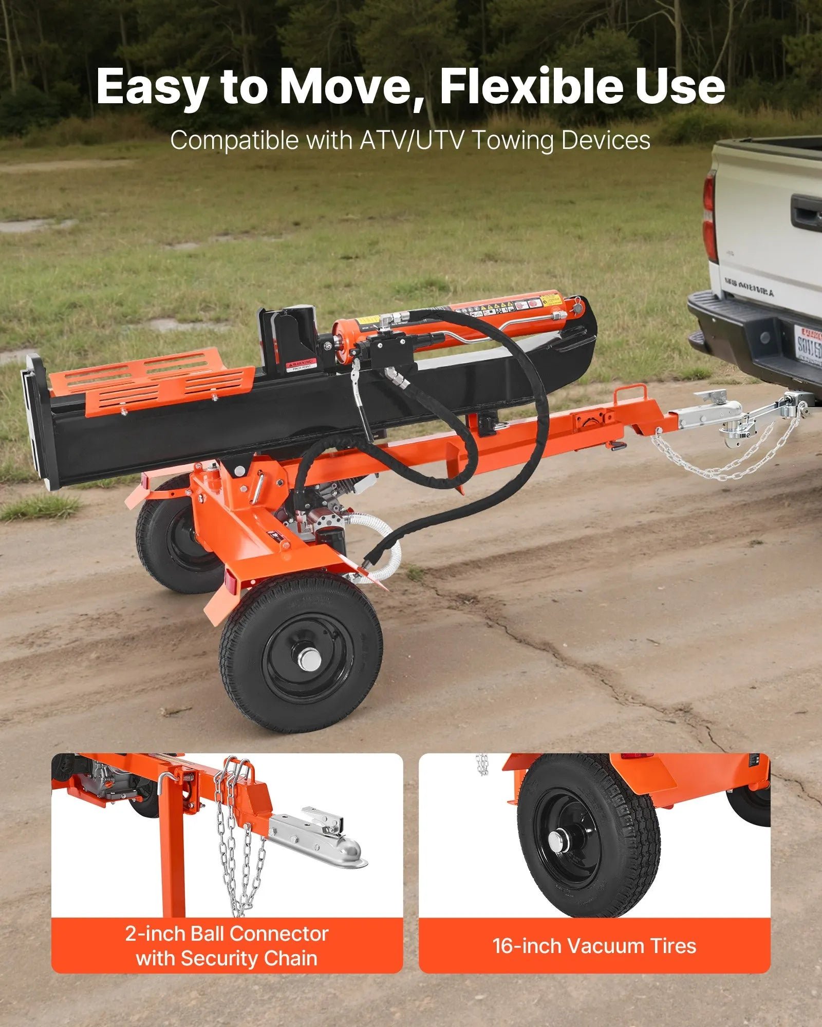 Vevor Log Splitter 30 Ton Horizontal Vertical with Auto Return 306CC Gas Engine 2" Ball Coupler New - Image 6