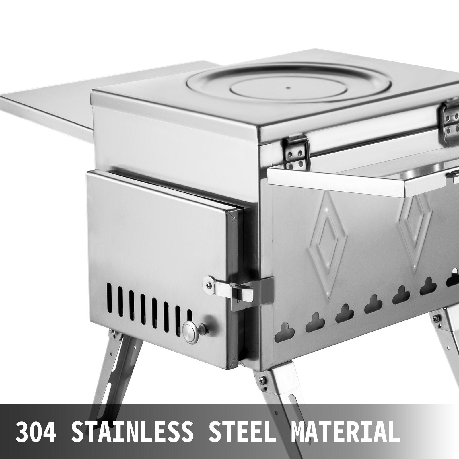 Vevor Tent Wood Stove 17.5" x 14.7" x 10.6" Stainless Steel Portable with Folding Pipe New - Image 2